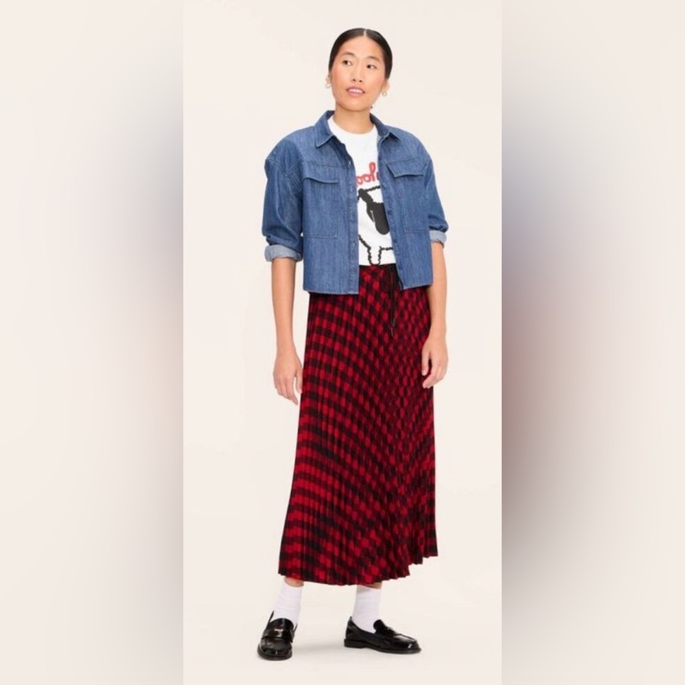 Woolrich Women's Buffalo Check Midi A-Line Pleated Skirt -  Red/Black NWT Small